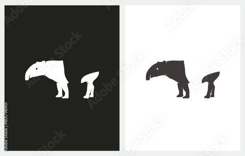 Tapir Side View logo icon flat vector illustration