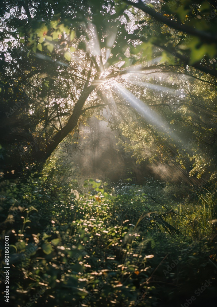sun rays through the forest, nature , light beams sun rays through the forest, nature , light beams