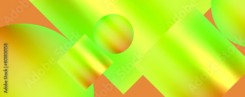 Artistic composition featuring a mix of green and orange hues with geometric shapes, a central circle resembling a flower, capturing the beauty of terrestrial plants in macro photography