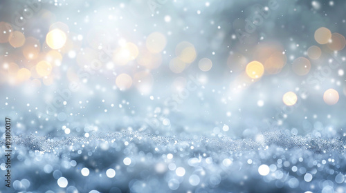 Icy White Glitter Defocused Abstract Twinkly Lights Background, glowing blurred lights with frosty white shades.