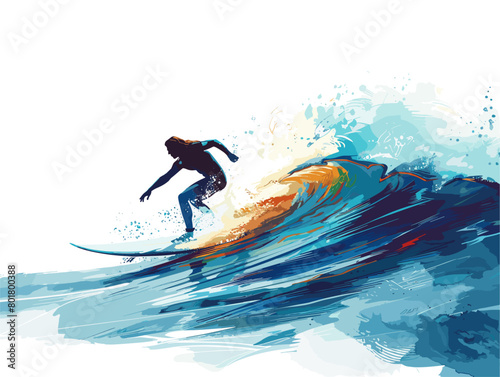 Surfer's Grace: An Animated Silhouette Capturing the Elegance of Riding the Perfect Wave