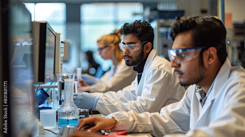 Engineering students working in the lab Engineering students working in the lab