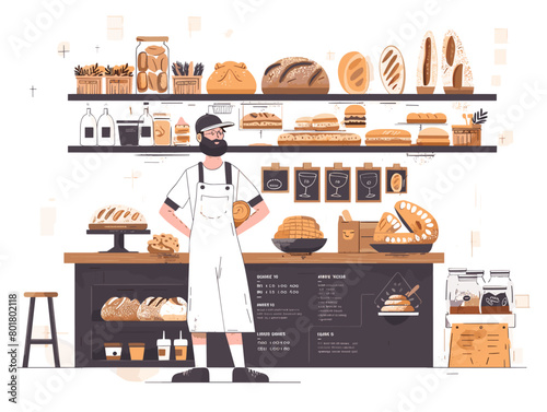 A Young Apprentice Baker in a Bustling Bakery: The Future of Sweet Delights