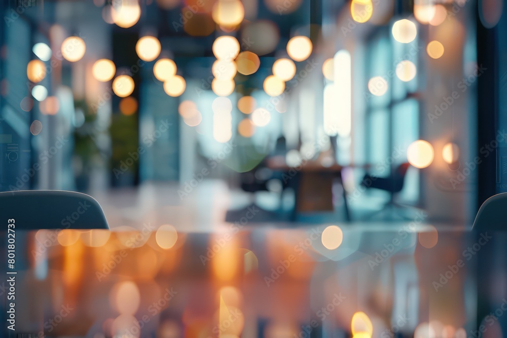 blurred empty open space office, abstract light bokeh at office interior background blurred empty open space office, abstract light bokeh at office interior background