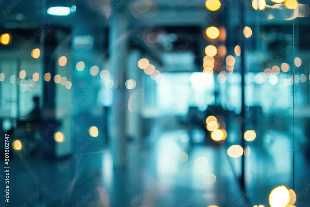 blurred empty open space office, abstract light bokeh at office interior background blurred empty open space office, abstract light bokeh at office interior background