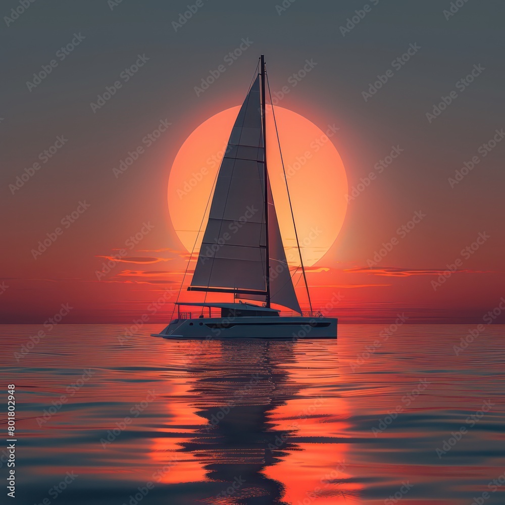 catamaran in a sunset background