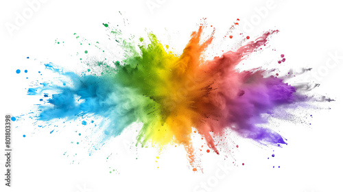 Colorful rainbow powder explosion on a transparent background. Generative AI © Luis