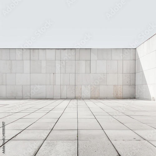 modern concrete building whit flat surface in white background wall © STOCKYE STUDIO