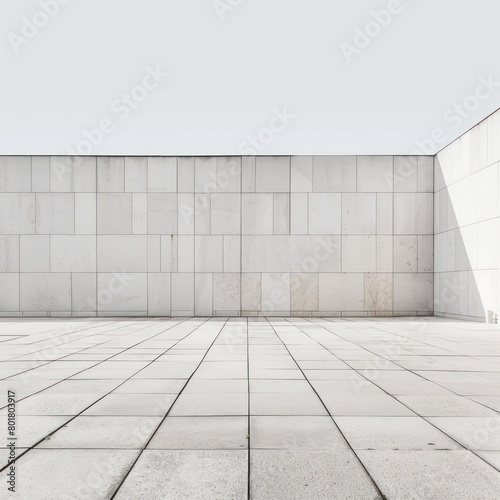 modern concrete building whit flat surface in white background wall