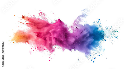 Colorful rainbow powder explosion on a transparent background. Generative AI