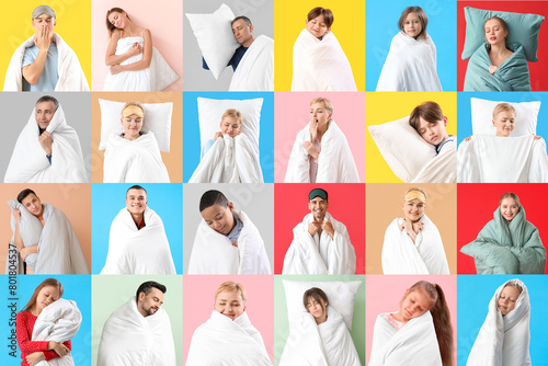 Set of people with soft bla...