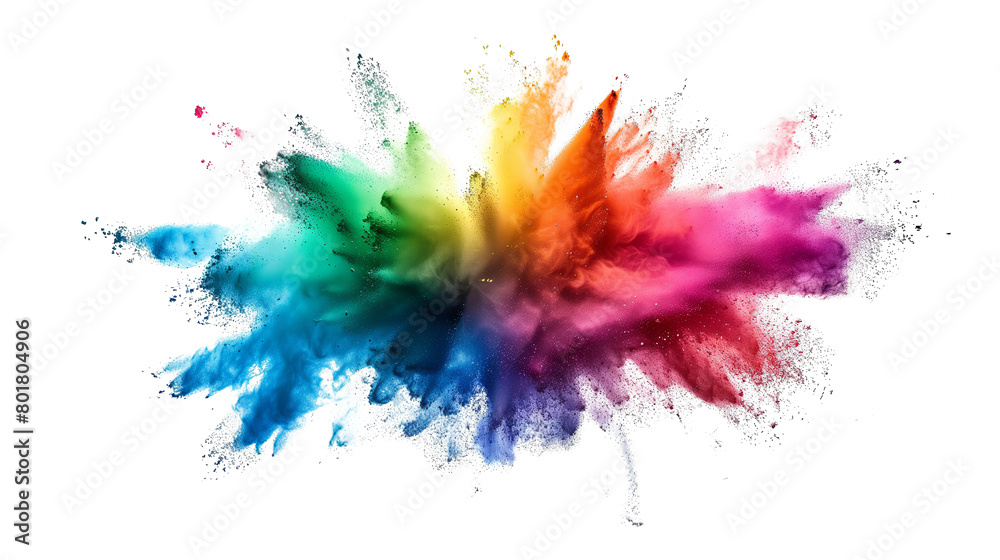 Colorful rainbow powder explosion on a transparent background. Generative AI Colorful rainbow powder explosion on a transparent background. Generative AI