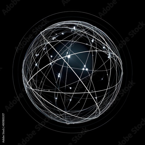 interconnected lines forming a dynamic sphere