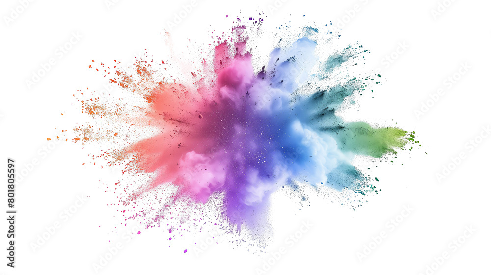 Colorful rainbow powder explosion on a transparent background. Generative AI Colorful rainbow powder explosion on a transparent background. Generative AI