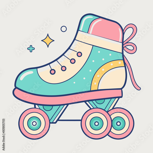 Minimalist doodle featuring a roller skate, Generative AI