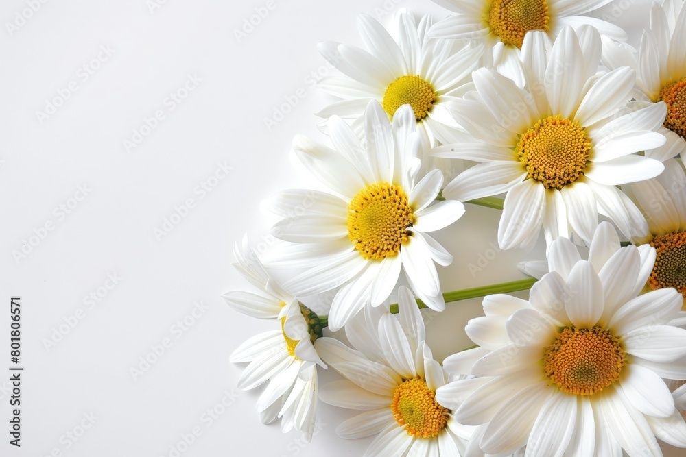 Fototapeta premium Invitation card design with Shasta Daisy flowers only, white background.