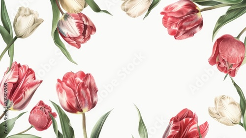 Wallpaper Mural Invitation card design with tulip flowers only, white background. Torontodigital.ca