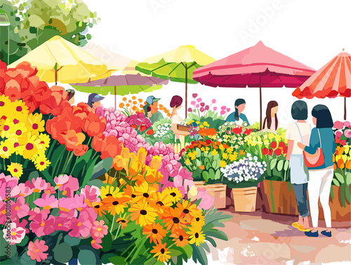 Enchanting Animated Floral Haven: Vibrant Flower Market Ablaze with Fragrant Delights