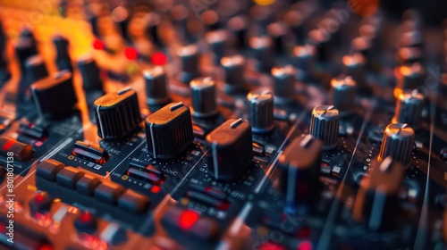 studio table of mixage buttons and speakers photo