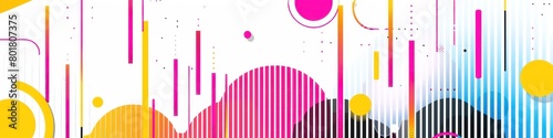 minimalistic lines circles simple shapes and lines, vertical lines of solid bold neon colours