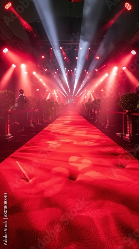 red carpet celebrity event with lots of chrome and red accents and bright spot lights
