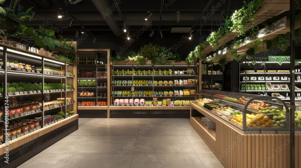 modern urban supermarket with an empty aisle