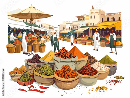 Bustling Bazaar of Aromatic Spices: A Vibrant Tapestry of Flavors and Cultures