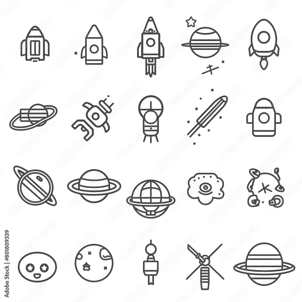 Fototapeta premium Space and Astronomy vector Icons