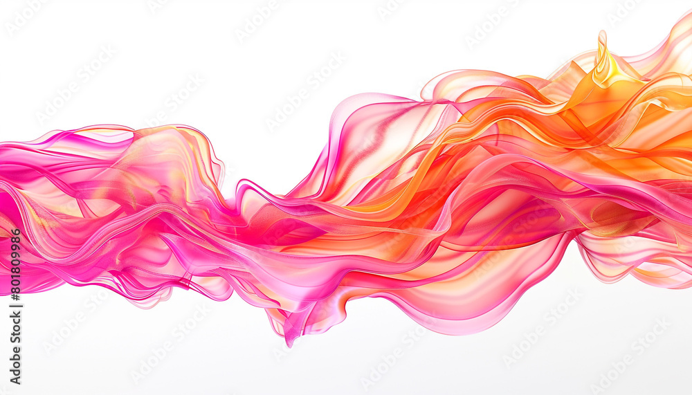 Vivid coral wave abstract, bright and lively vivid coral wave flowing smoothly on a white background.