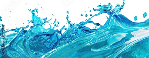 blue splashes of water on white background