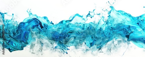 blue splashes of water on white background