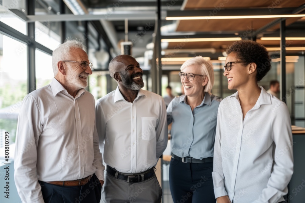 Group of multiethnic business people standing together in the office. Group of multiethnic business people standing together in the office.