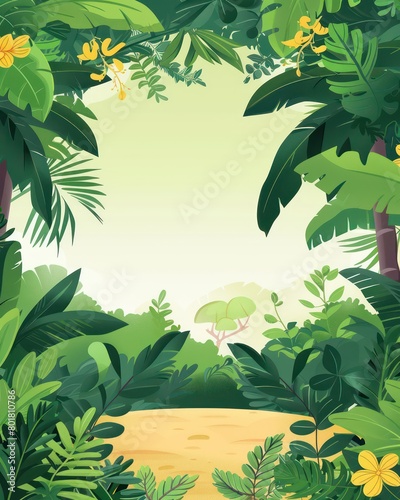 Wallpaper Mural cartoon jungle, simple illustration, frame, blank in middle Torontodigital.ca