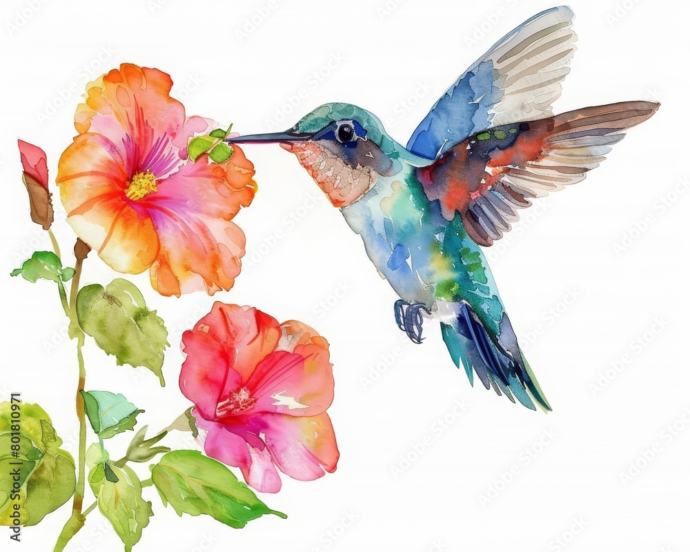Obraz premium A watercolor painting of a hummingbird
