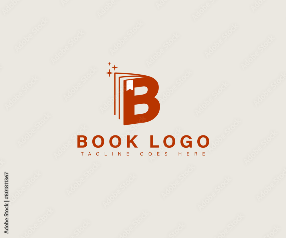 Initial letter B with open book for bookstore, book company, publisher, encyclopedia, library, education logo concept Initial letter B with open book for bookstore, book company, publisher, encyclopedia, library, education logo concept