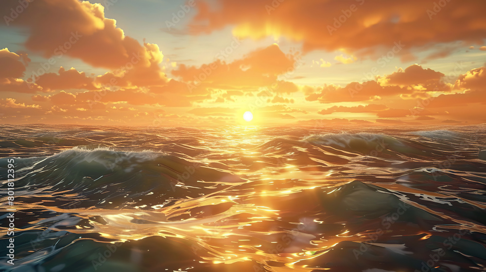 Abstract Seascape Sunset Background Golden Abstract Seascape Sunset Background Golden