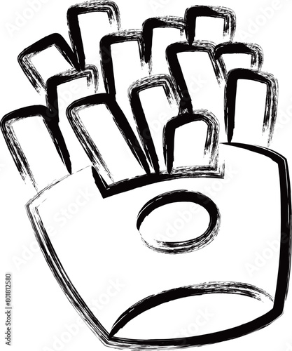 料理食べ物の筆書き単品アイコン　ポテト