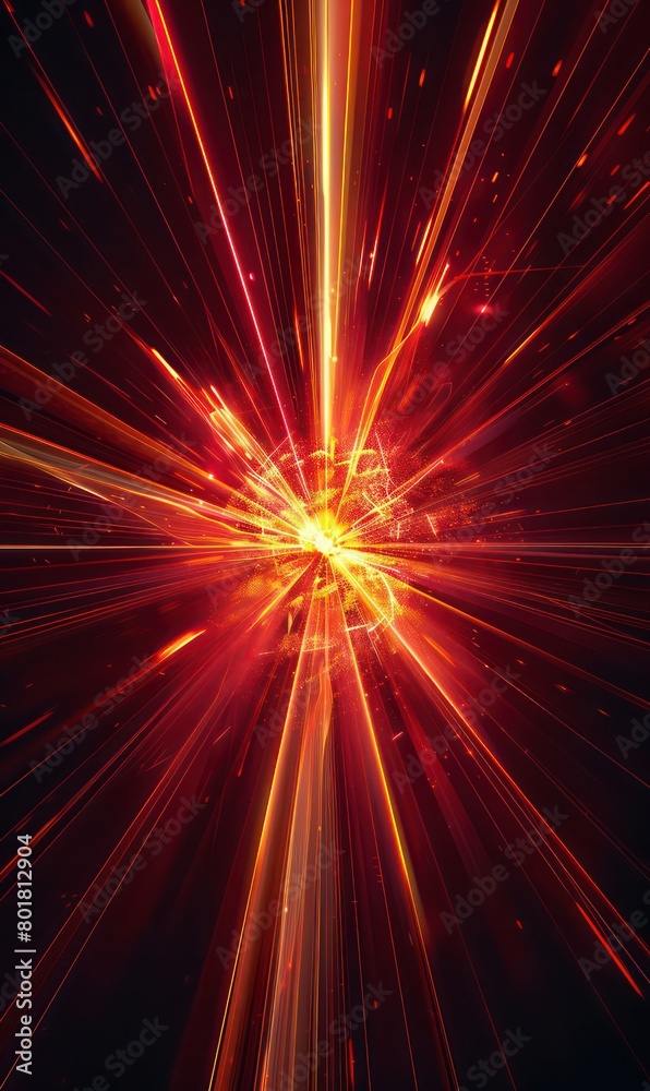 red and yellow radiating rays, black background red and yellow radiating rays, black background