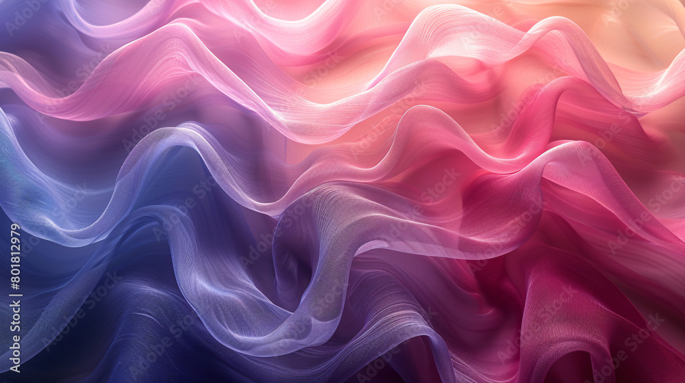 Obraz premium Flowing Abstract Waves in Soft Blue, Purple, and Pink with Luminous Ethereal Gradient
