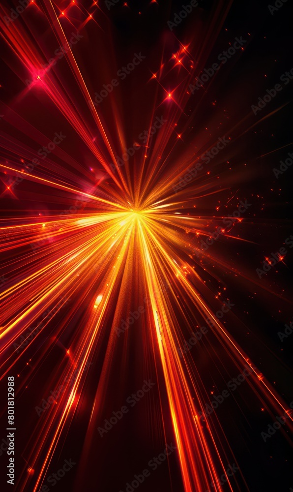 Obraz premium red and yellow radiating rays, black background