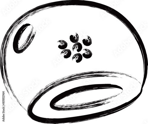 筆書き食べ物アイコン　あんぱん