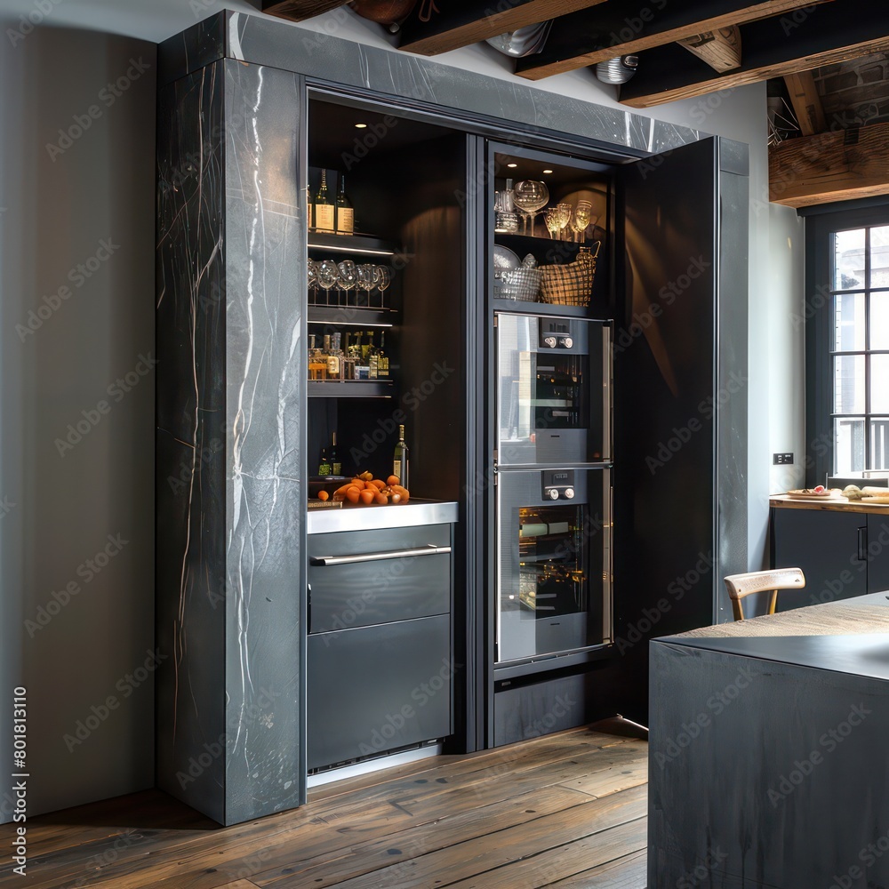 modern style kitchen with retractable large door modern style kitchen with retractable large door
