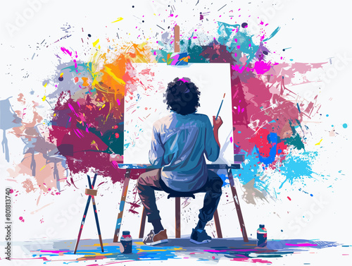 Expressive Self-Reflection: An Artist's Canvas Captured Through Time