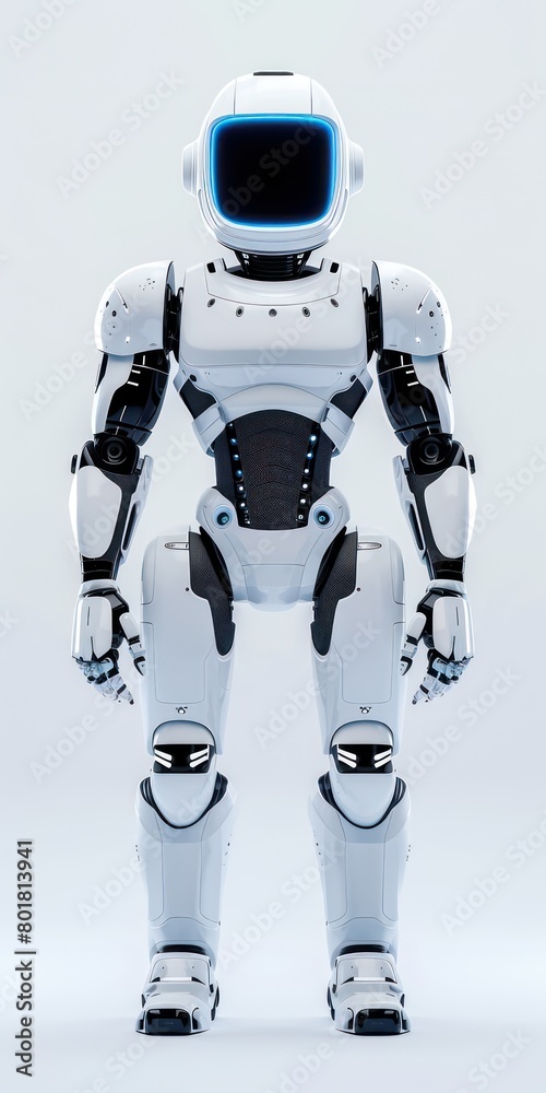 white robot, intelligence in pure white background