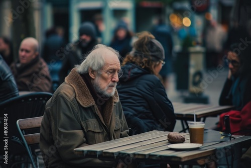 Old man sitting at a cafe in Tbilisi  Georgia.