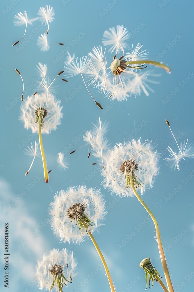 Dandelion Seeds Drifting in the Wind,Symbolizing Hope and New Opportunities