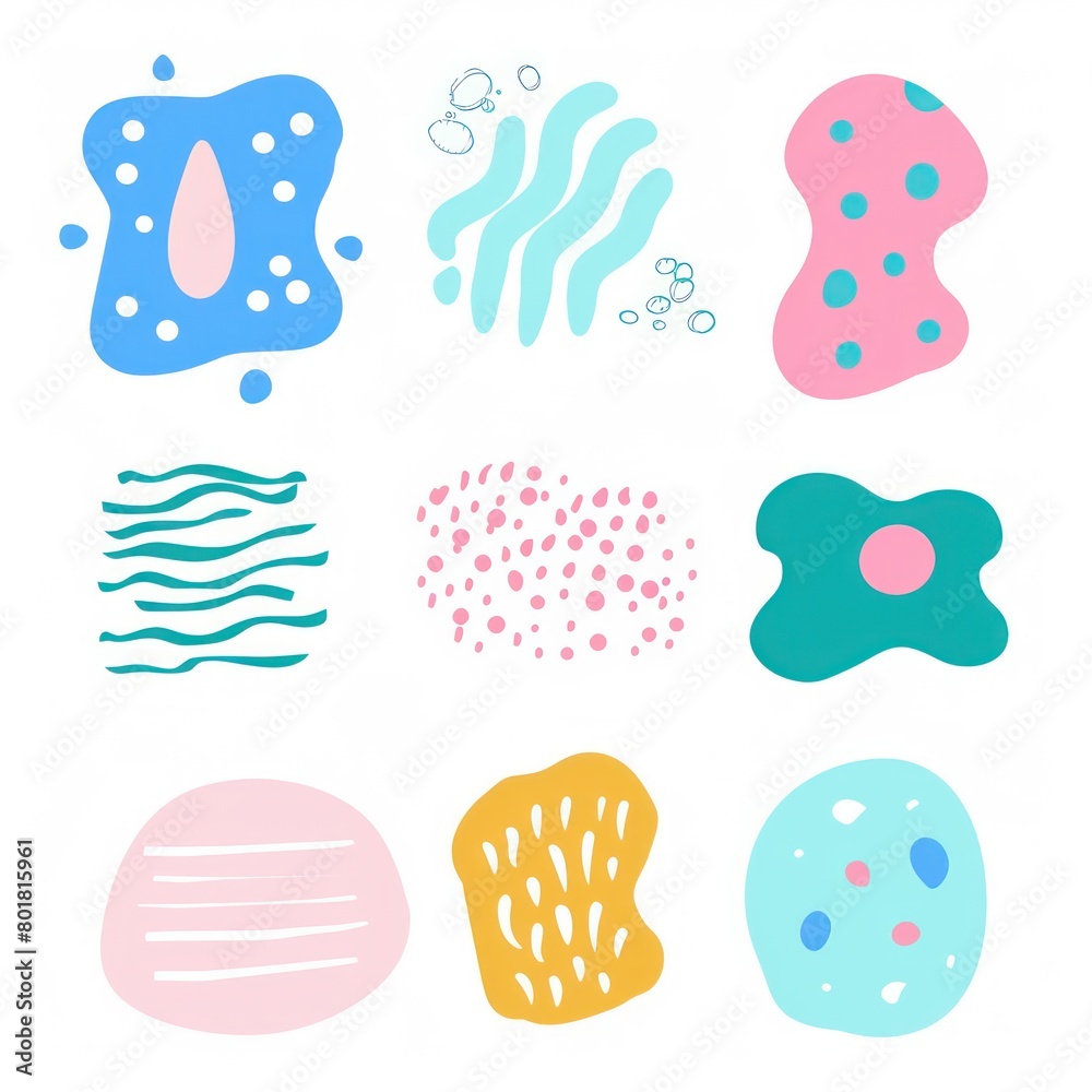 color watercolor shapes on white background