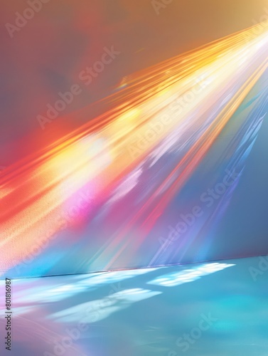 streak of prismatic colors, a camera effect captured over a white background