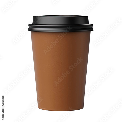  brown takeaway coffee cup, isolated on transparent background. Generative AI