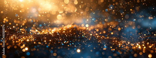 Abstract blue and gold  bokeh  New Year s Eve on modern background